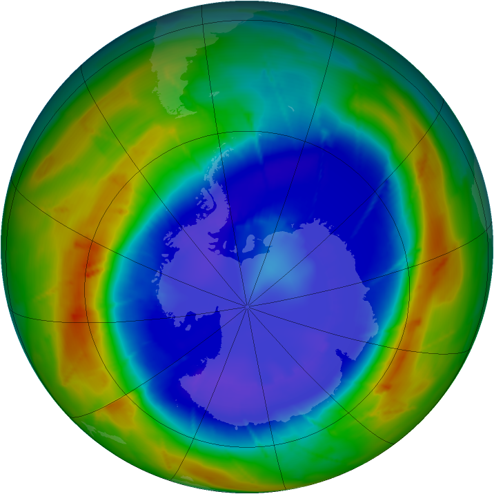 Antarctic ozone map for 05 September 2009